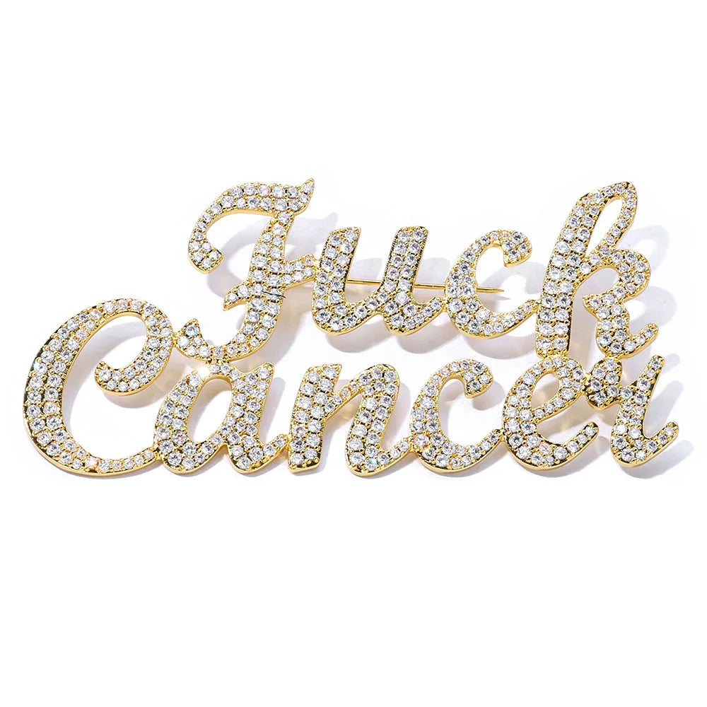Iced Out Letter Name Pin Brooch Rose Gold
