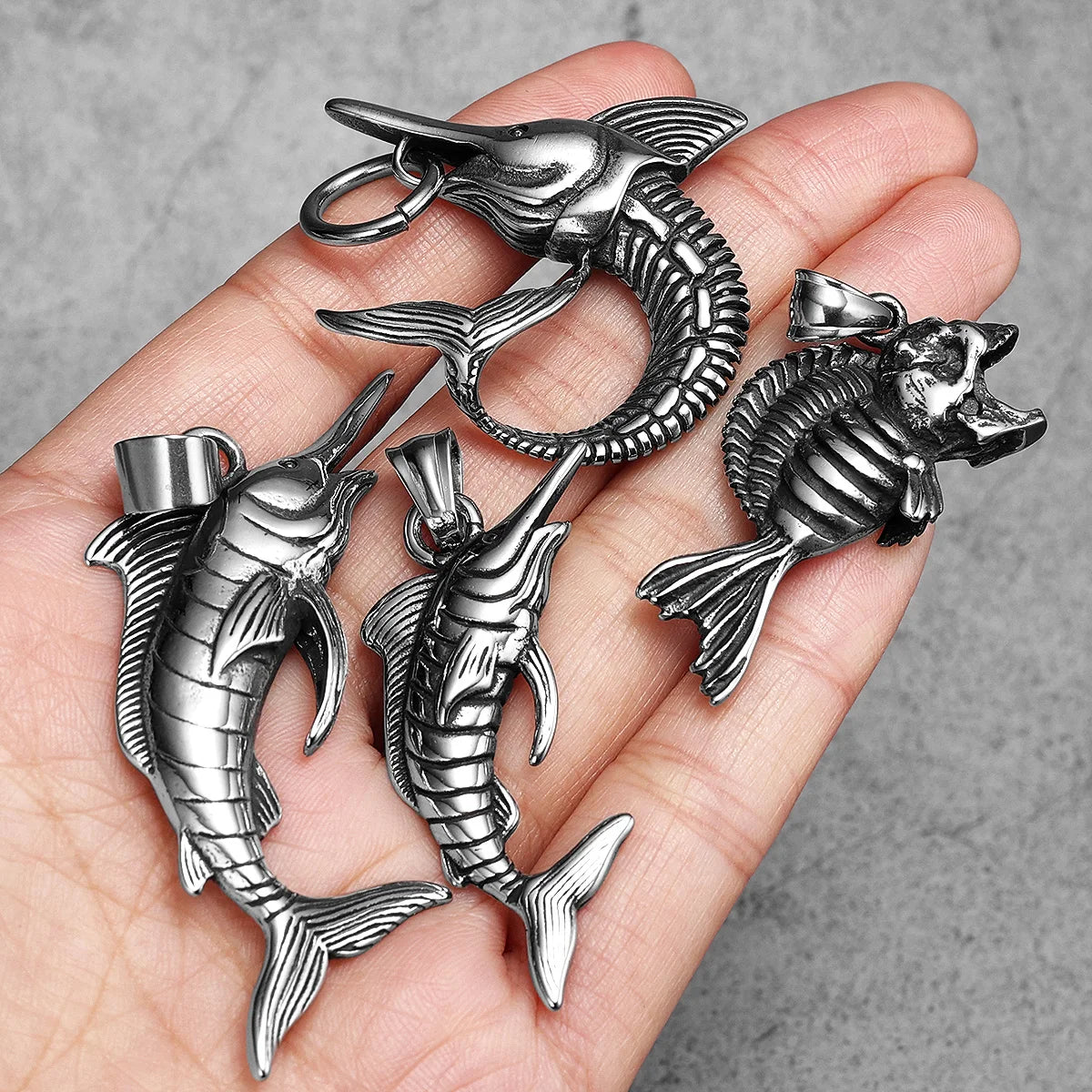 Retro Swordfish Men Necklaces with Pendant Stainless Steel Punk Jewelry for Lure Angler Gift Daily Wear Hip Hop Accessories