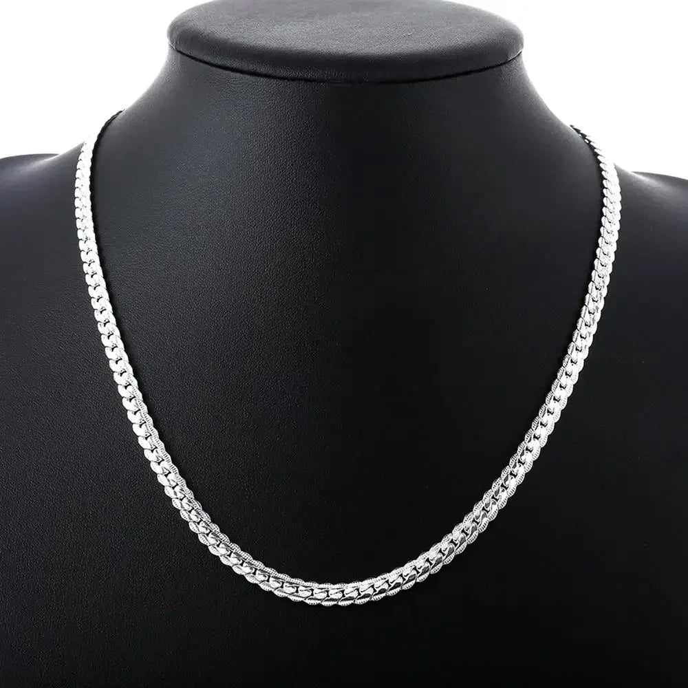 Fine Top Brand 925 sterling silver 6mm Chain Necklace for Woman Men 16-24inch Fashion Wedding Party Jewelry Gift