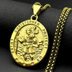 Saint Christopher Medal Pendant Necklace — Gold-Tone