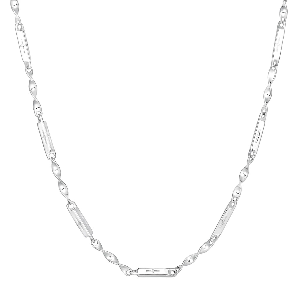 Mobius Bamboo Cross Link Chain Necklace 3mm — Stainless Steel