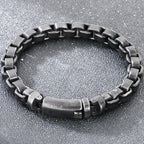 Vintage Cool 316L Stainless Steel Bracelet for Man 8MM Width Box Link Chain Cuff Bangle Classy Mens Boys Birthday