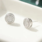 Fashion Classic Shiny Synthetic Zirconia Silvery Stud Earrings for Women Men Hip Hop Style Unique Party Jewelry