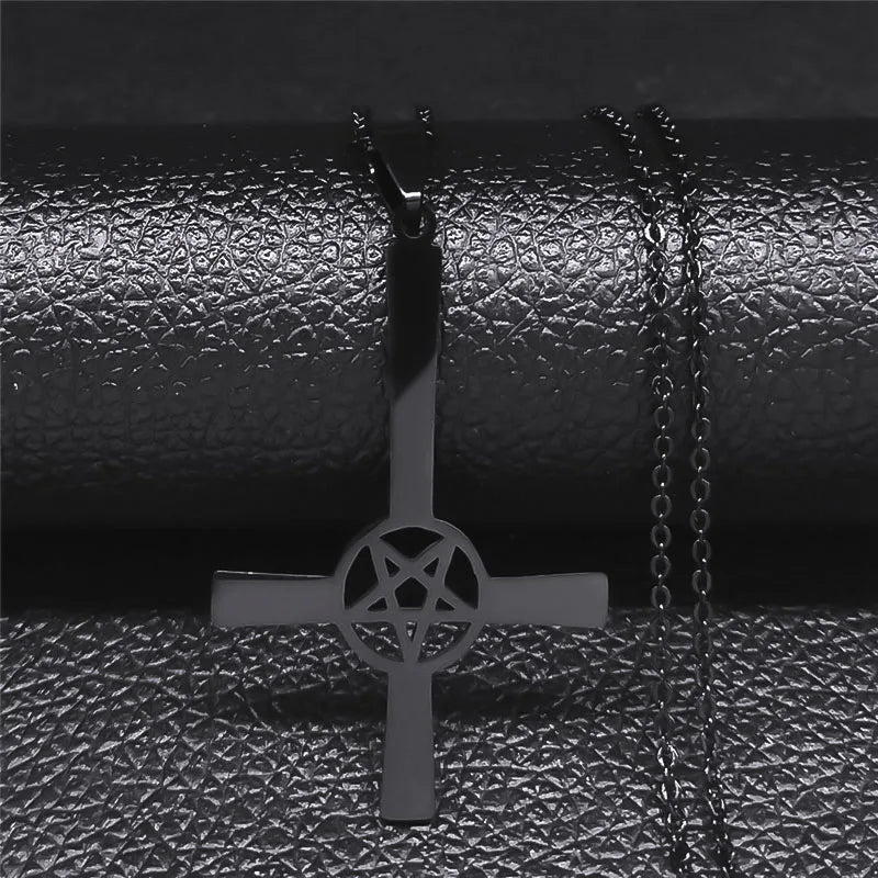 Inverted Cross Occult Pendant Necklace