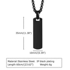 Vnox Stainless Steel Vertical Bar Necklaces for Men Boys, Black Simple Metal Pillar Pendant, Casual Neck Collar
