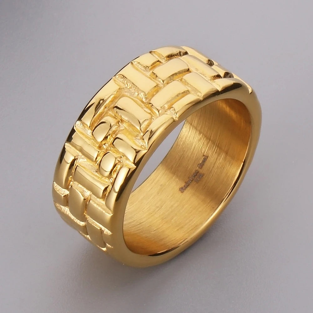 Waterproof Luxury Gold Color Stainless Steel Rings for Man Mens Rings Cool Birthday Jewelry Accessory Gifts for Him