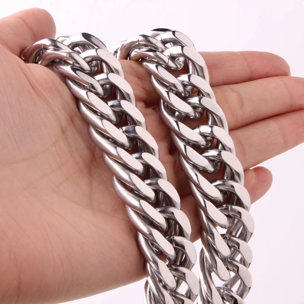 Silver Cuban Link Necklace 8-18mm — Silver