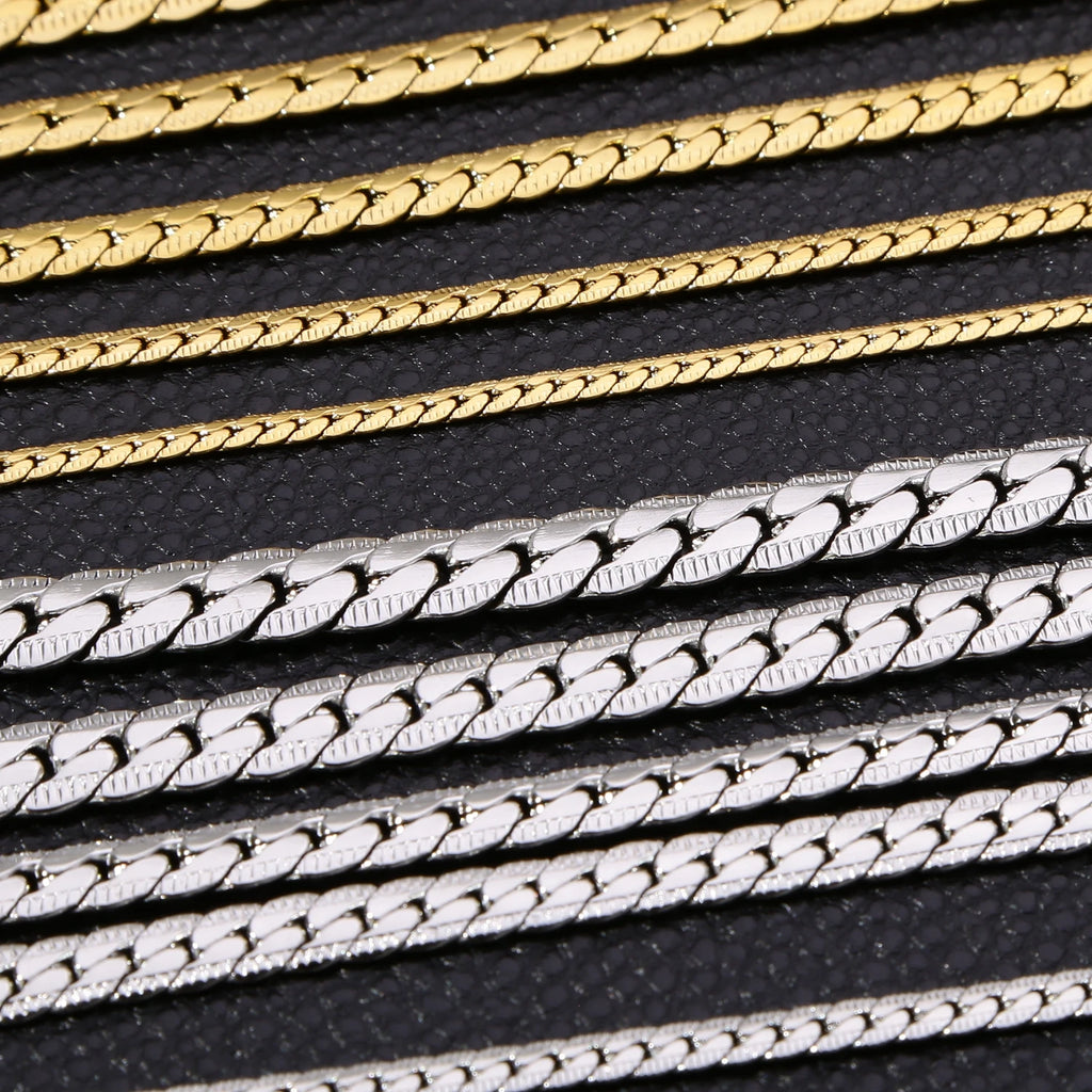 HIYEE 3MM/4MM/5MM/6MM/7MM/8MM Stainless Steel Cuban Lace Curb Link NK Chain Necklace For Men Women Classic Jewelry Accessories