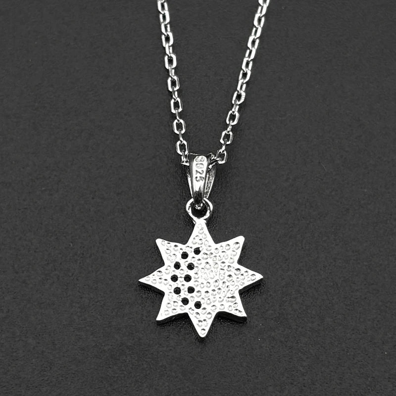 Iced Out Moon Silver Pendant Sterling Blue Zircon