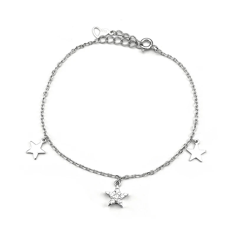 Star Silver Bracelet Sterling Zircon Vintage Mystical