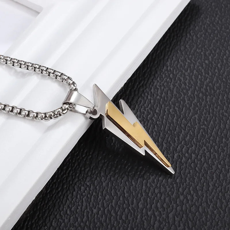 Stainless Steel Lightning Box Chain Pendant Necklace
