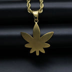 Gold color Pendant Necklace Men women Maple Leaf with rhinestone for Boys Male Steampunk Jewelry