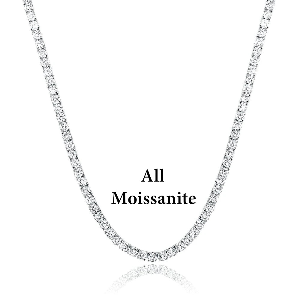 SEMNI 3mm--5mm Moissanite Diamond Tennis Chain Necklace for Women Men 925 Sterling Silver Plated with White Gold Fine Jewelry