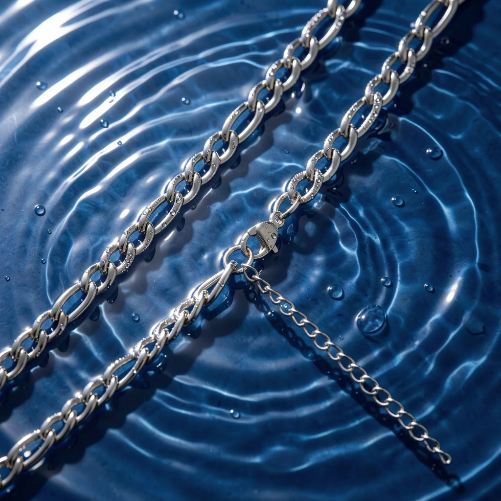Necklace for man Stainless Steel Figaro Chain 58cm, Non-Tarnish NK 3:1 Link Necklace, Waterproof Minimalist Hip Hop Jewelry