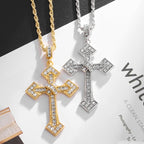 Gold Iced Out Cross Pendant Necklace O-Chain