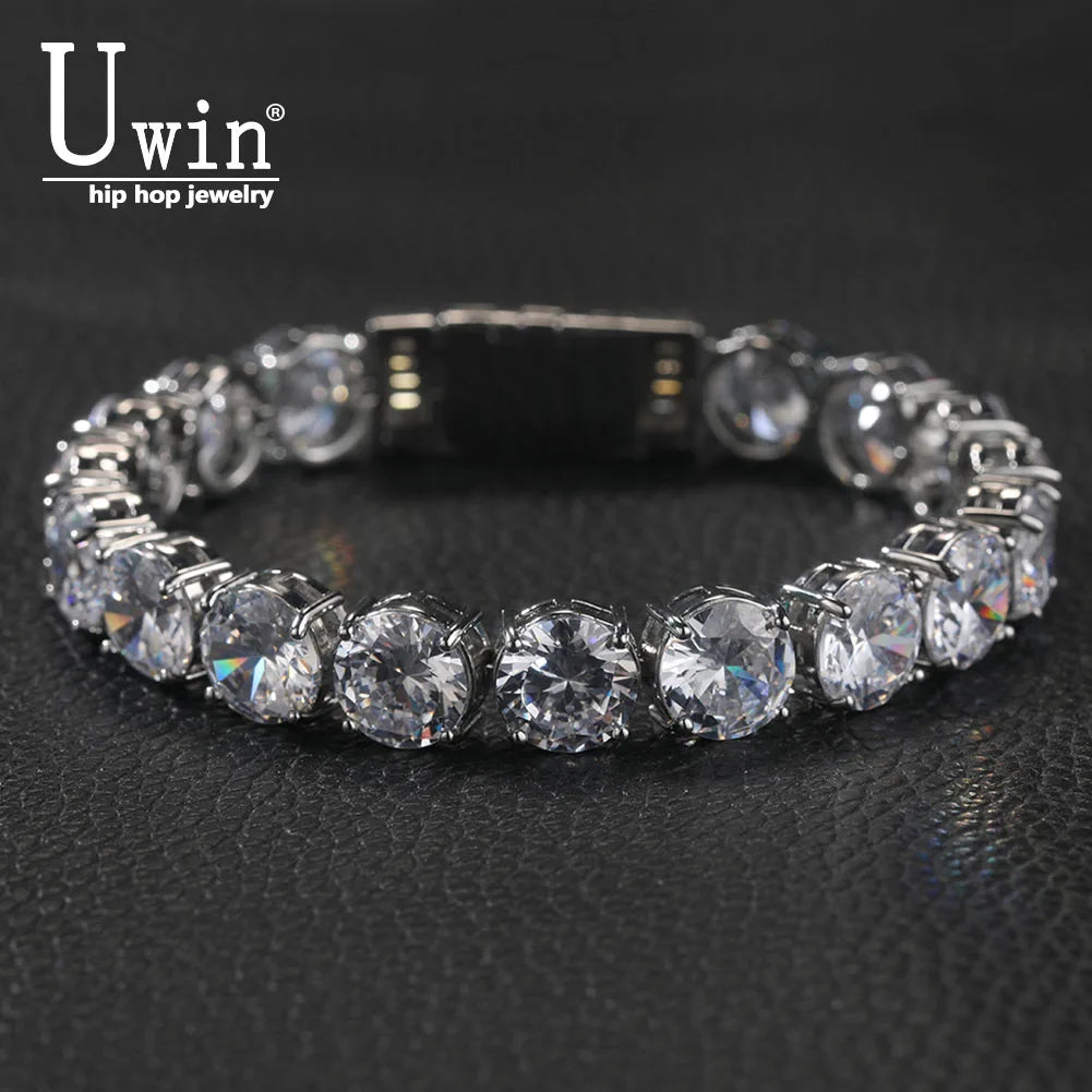 UWIN 10mm Tennis Chain Bracelet Zirconia Iced Out Cubic Baguette Bail Zirconia Fashion Luxury Hiphop Jewelry