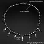 Korean Fashion Lightning Necklace Stainless Steel Ball Bead Chain Flash Pendant Punk Y2K Street Unisex Y2K Hiphop Jewelry Gift