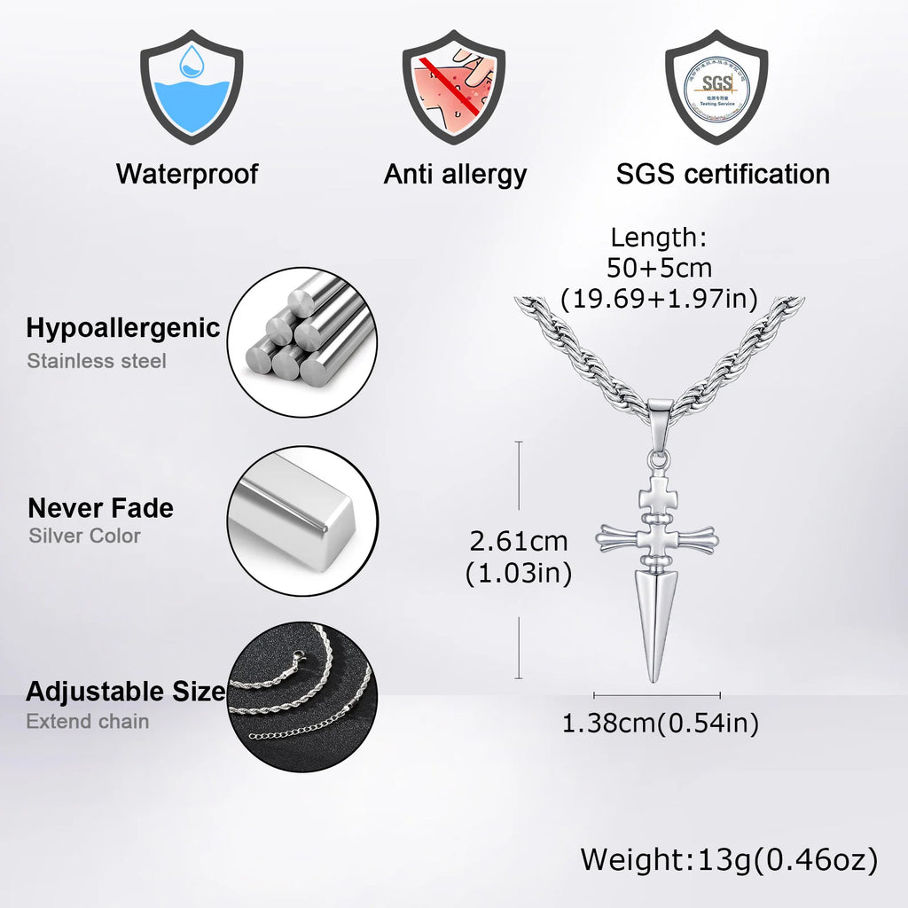 Sword Pendant Necklace — Stainless Steel