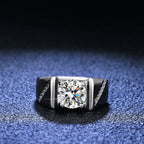 Platinum PT950 2 Carat Moissanite Diamond Tongling Men's Ring Simple Atmosphere Boss Men's Ring Wedding Rings for Men Jewelry