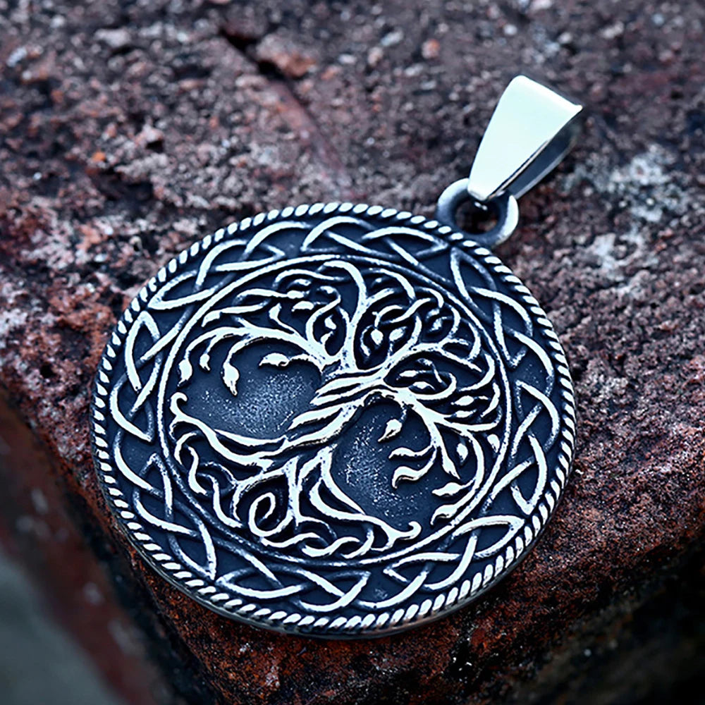 Vintage Classic Stainless Steel Viking Tree of Life Pendant Necklace For Men Fashion Nordic Vienna Yggdrasil Jewelry Wholesale