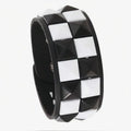 Punk Personality Simplicity Geometry Retro Black and white Square rivets Leather Stainless steel Hand bracelet Wristband