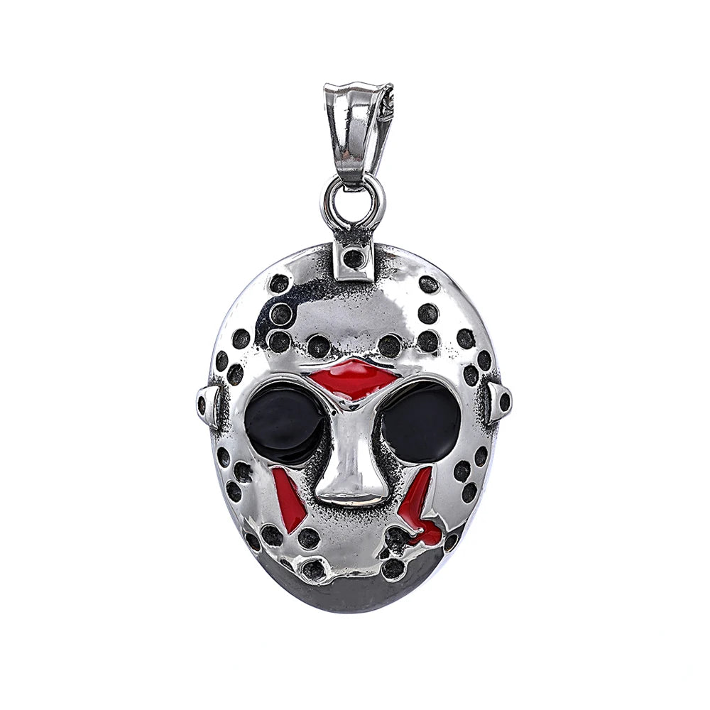 Stainless Steel Jason Mask Pendant Necklace Men Halloween Gift Biker Black Friday Necklaces High Quality Jewelry