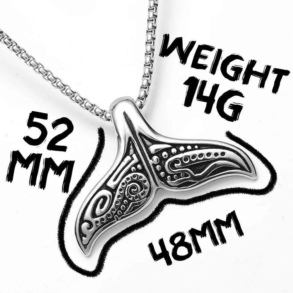 Retro Viking Whale Tail Men Necklace With Pendant Stainless Steel Jewelry For Male Women Punk Carving Accessories Gift Wholesale
