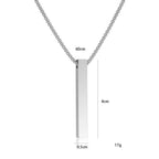 Stainless Steel 3D Bar Pendant Necklace Minimal