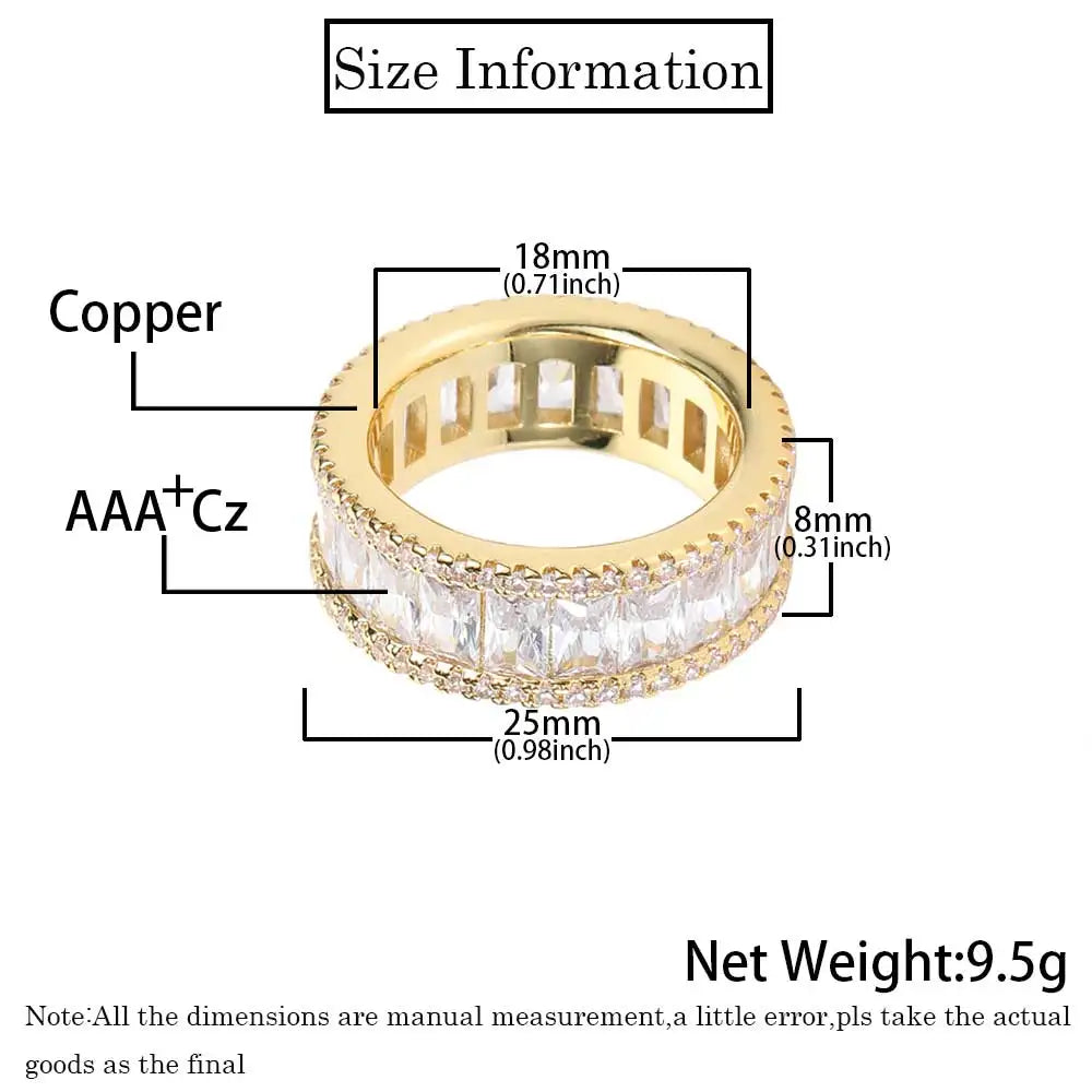 Iced Out Ring Stainless Steel 8MM CZ