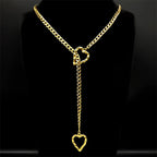 Heart O-Ring Chain Necklace — Stainless Steel