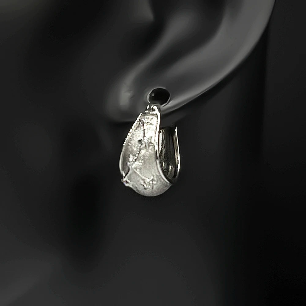 Star Silver Earrings Vintage Sterling Chunky Zircons