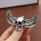 Skull Steel Pendant Big Size Fallen Angel Wings