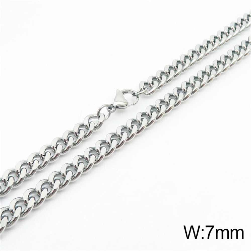 Punk Curb Cuban Link Chain Men Women Stainless Steel Long Necklace Fashion Tide Hip Hop Sweater Accessories Party Jewelry Gifts