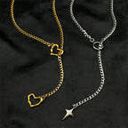 Heart O-Ring Long Chain Necklace — Stainless Steel