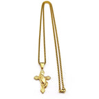 Praying Hands Cross Pendant Necklace — Gold