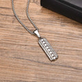 Vertical Bar Necklaces for Men Boys,Zircon Embossed Stainless Steel Pendant Necklaces,Stylish Trendy Jewelry Gifts