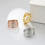 Witch Knot Triskele Ring — Triple Spiral, Gold & Silver Tone