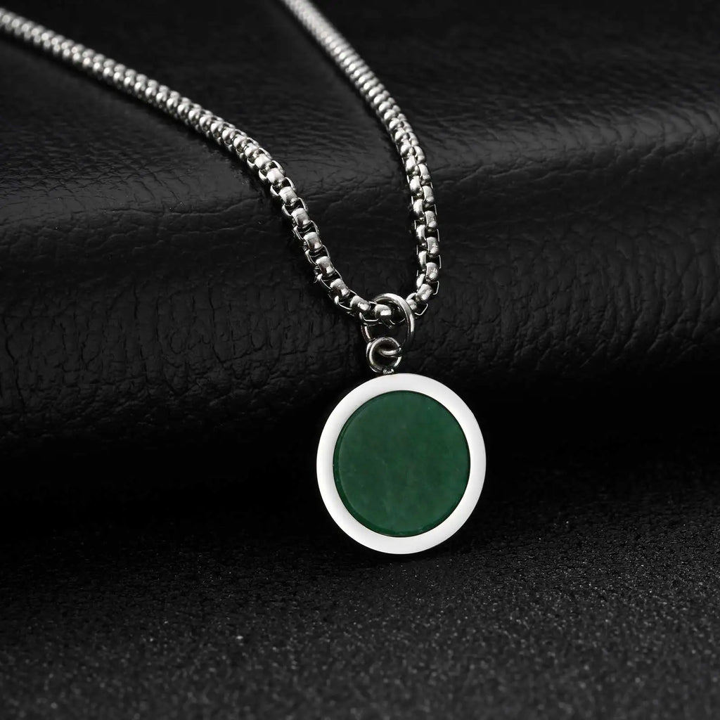 Tiger Eye Round Stone Pendant — Stainless