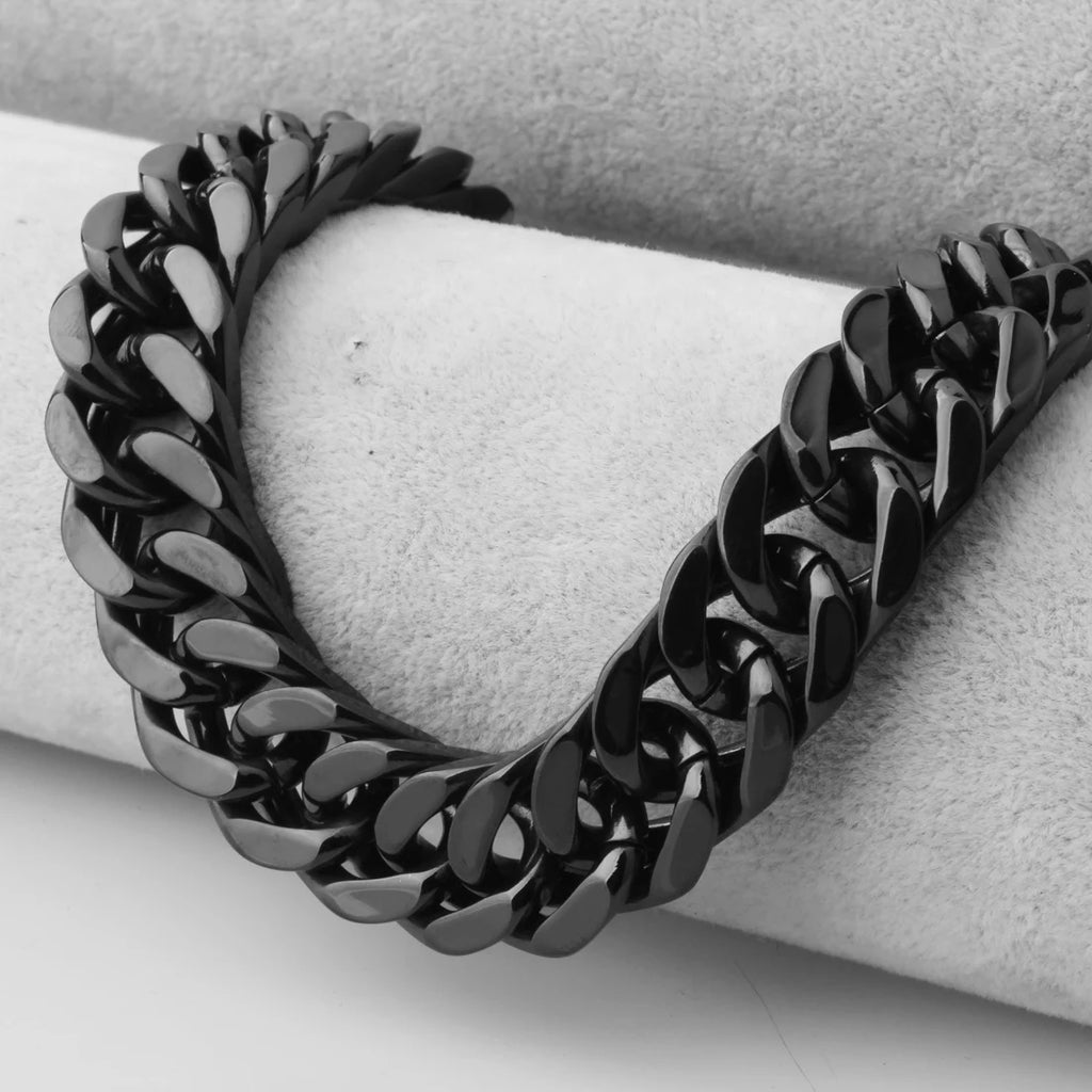 Cuban Black Chain 10-17MM Width Necklace Solid