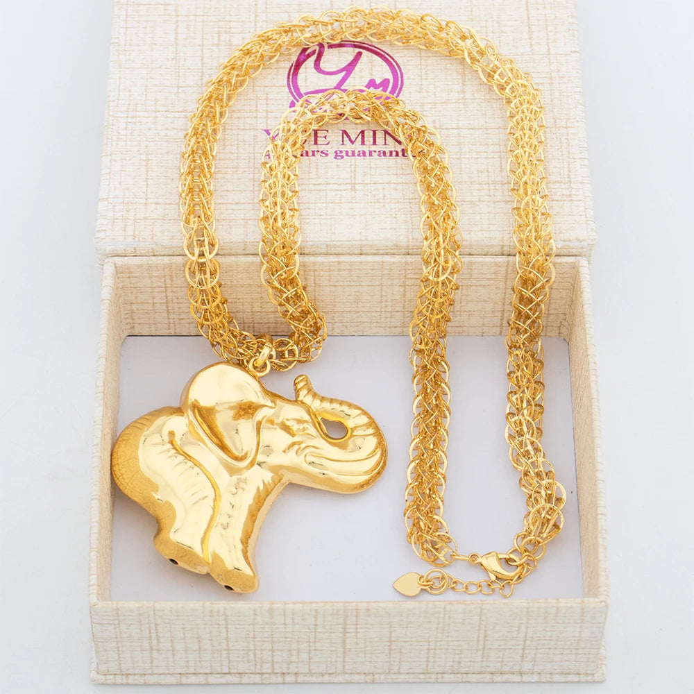 Crocodile Pendant 18K Luxury Gold Color Neclace Chain Dubai Jewelry Fashion African Gold Plated Statement Pendant Set Daily Wear