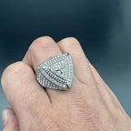 All Bling 5A Zircon Triangular Stainless Steel Rings for Men Cool Trendy Filled Titanium HIPHOP Finger Bands