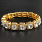 Silver Color Hip Hop Tennis Chain Bracelet 1 Row Square Cz Stone Iced Out Bling Bracelets For Men Women 18cm New Year Jewelry