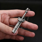 Distressed Cloud Pattern Broken Blade Stainless Steel Pendant Necklace Unisex Retro Punk Fantasy Warrior Accessory Fashion Gift