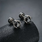 Black Zircon Stud Earrings — Stainless Steel