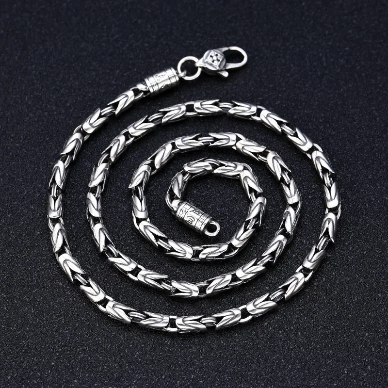 New Fashion Silver Jewelry Retro 6MM Thick Six-Character Mantra Trendy Personality Man Necklaces