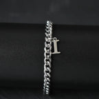 A-Z Initial Letter Cuban Chain Bracelet — Stainless Steel