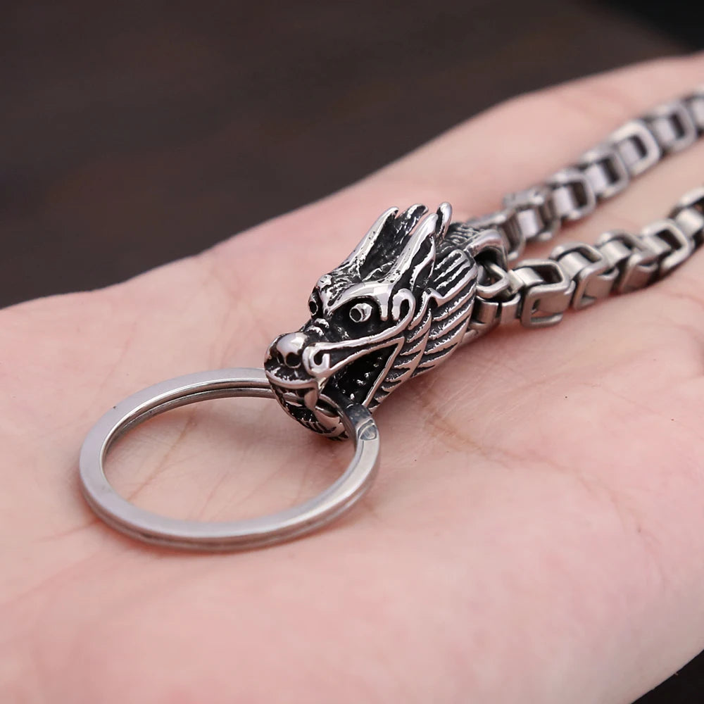 Dragon Head Keychain Pendant — Stainless