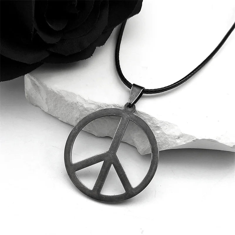 Steel Pendant Punk Peace Symbol Vintage Antique