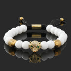 Crown, Leopard, Cross & Skull Beaded Bracelet — 8mm Adjustable