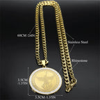 SAINT MICHAEL PROTECT US Archangel Men Crystal Necklace Stainless Steel Gold Color Catholic Religious Necklaces Jewelry